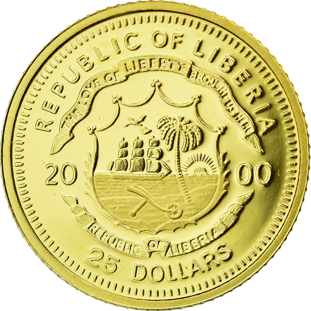 Coin, Liberia, Toutankhamon, 25 Dollars, 2000, American Mint, MS(65-70), Gold