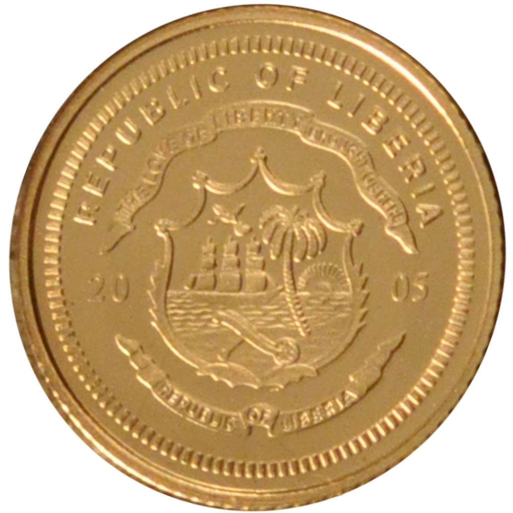 Liberia, 10 Dollars, 2005, FDC, Oro