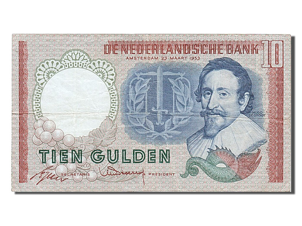Netherlands, 10 Gulden, 1953, KM #85, 1953-03-23, EF(40-45), 1QG040223