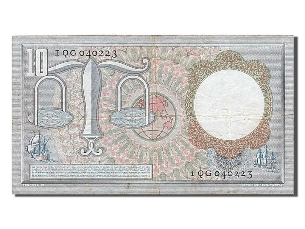Netherlands, 10 Gulden, 1953, KM #85, 1953-03-23, EF(40-45), 1QG040223