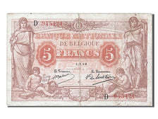 Belgium, 5 Francs, 1914, KM #75a, 1914-07-01, VF(20-25), D 945421