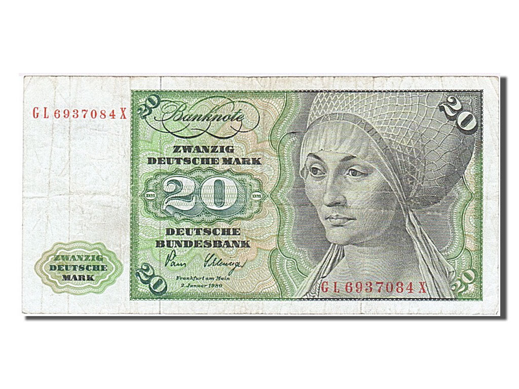 Banconote, GERMANIA - REPUBBLICA FEDERALE, 20 Deutsche Mark, 1980, 1980-01-02