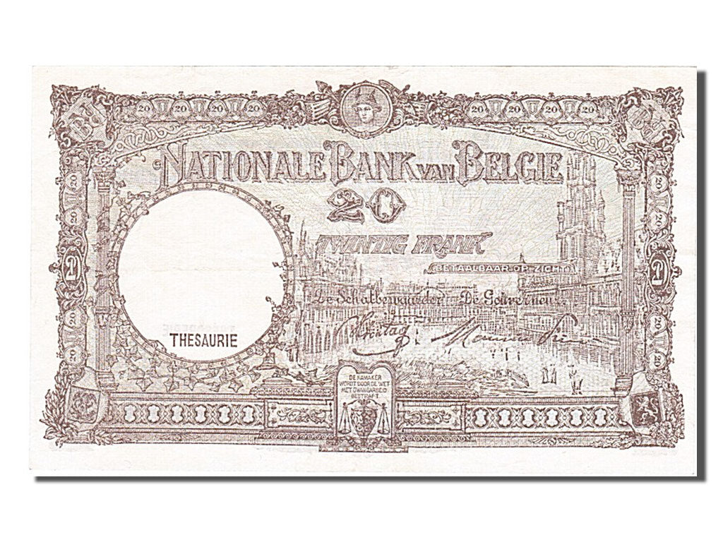 Banknote, Belgium, 20 Francs, 1945, 1945-03-02, AU(55-58)