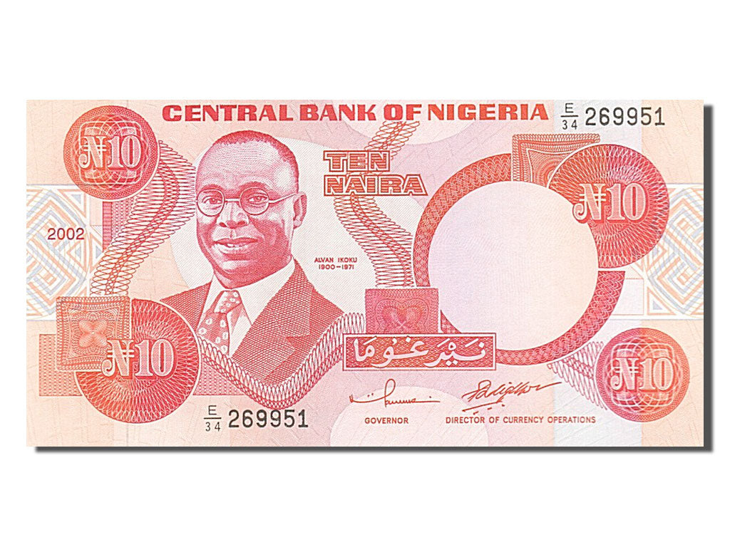 Banknote, Nigeria, 10 Naira, 2002, UNC(65-70)