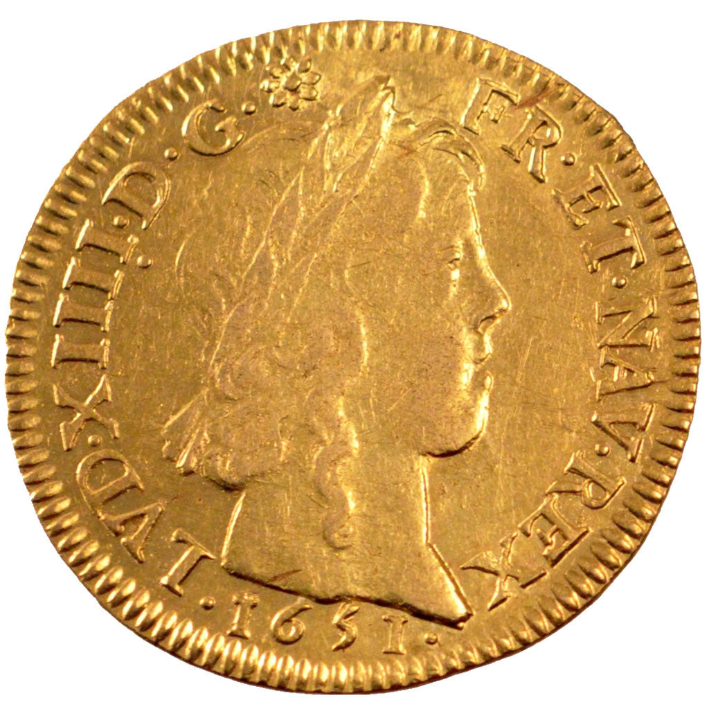 Moneta, Francia, Louis XIV, Louis d'or à la mèche longue, Louis d'Or, 1651