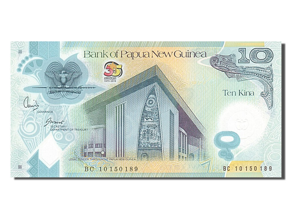 Papua New Guinea, 10 Kina, 2010, KM #40, UNC(65-70), BC 10150189