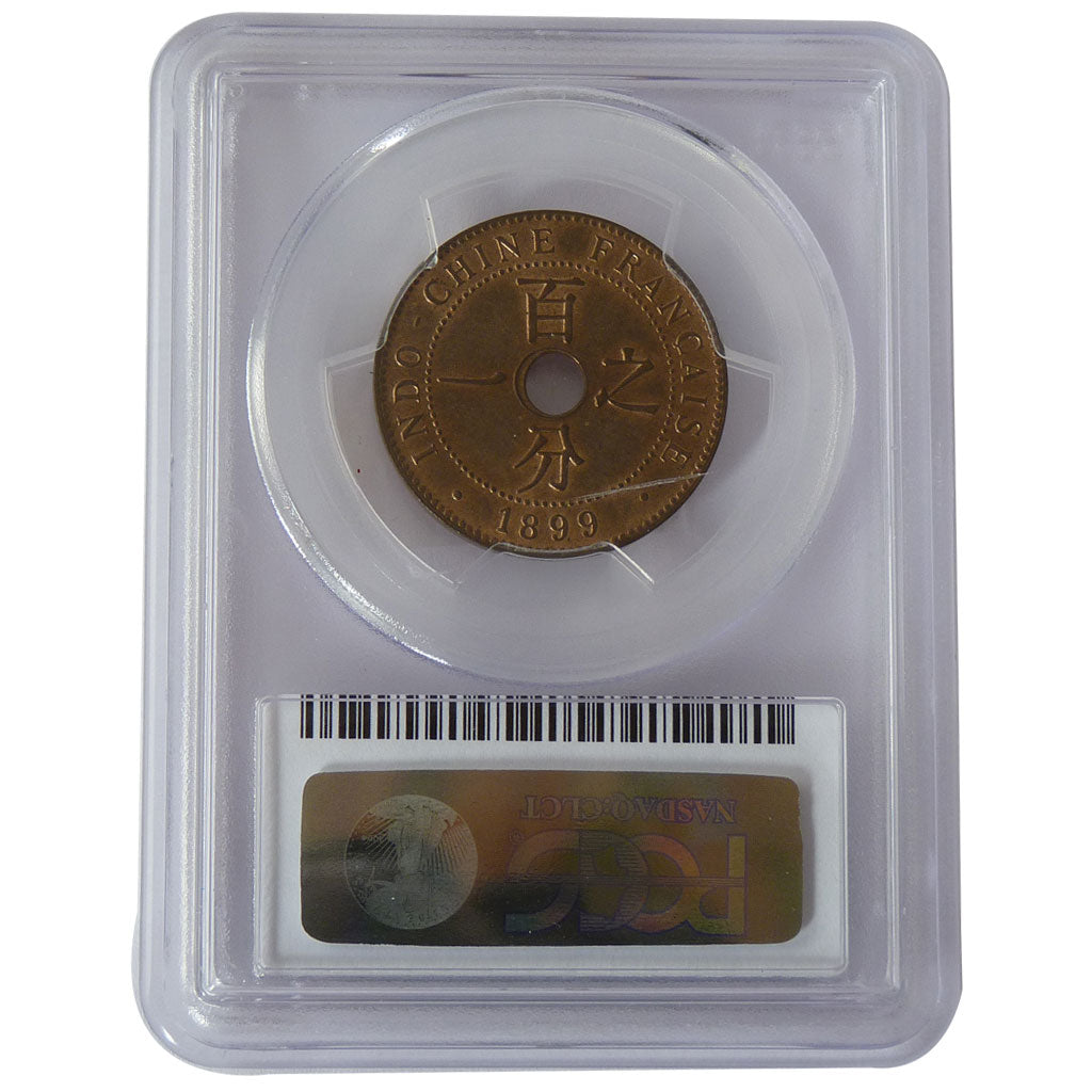 Indocina, 1 Cent, 1899, Paris, PCGS, FDC, Bronzo, graded, Lecompte:54