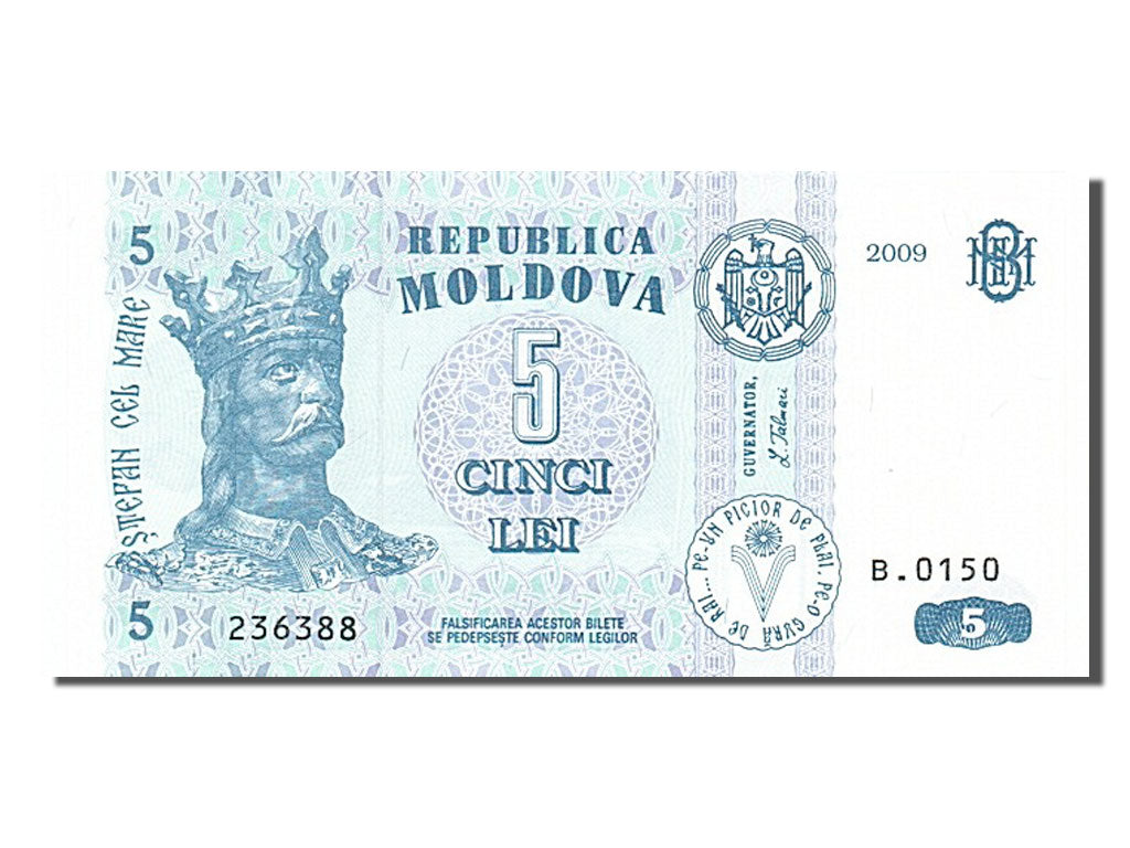 Banconote, Moldava, 5 Lei, 2009, FDS