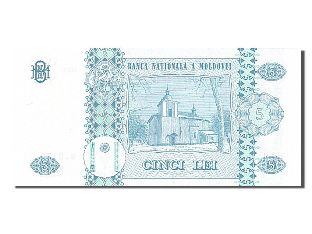 Banconote, Moldava, 5 Lei, 2009, FDS