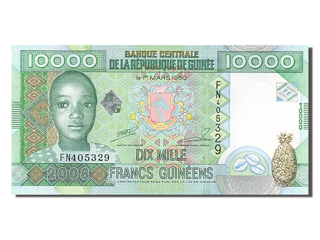 Banknote, Guinea, 10,000 Francs, 2008, UNC(65-70)