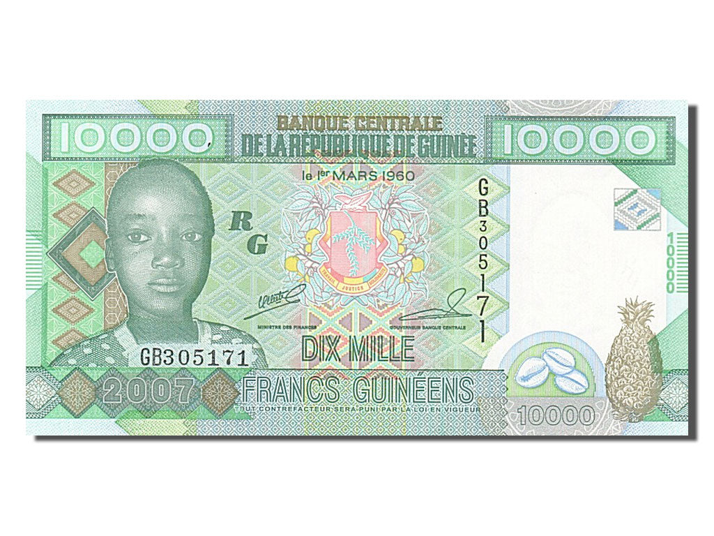 Banknote, Guinea, 10,000 Francs, 2007, UNC(65-70)
