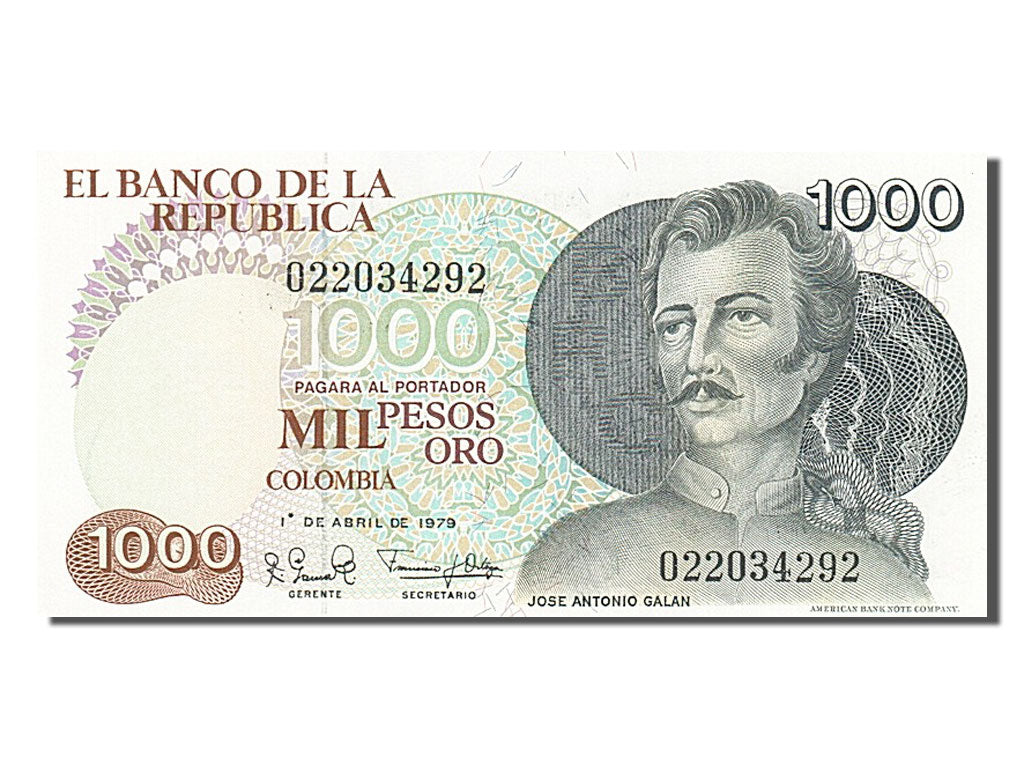 Colombia, 1000 Pesos Oro, 1979, KM #421a, 1979-04-01, UNC(65-70), 022034292