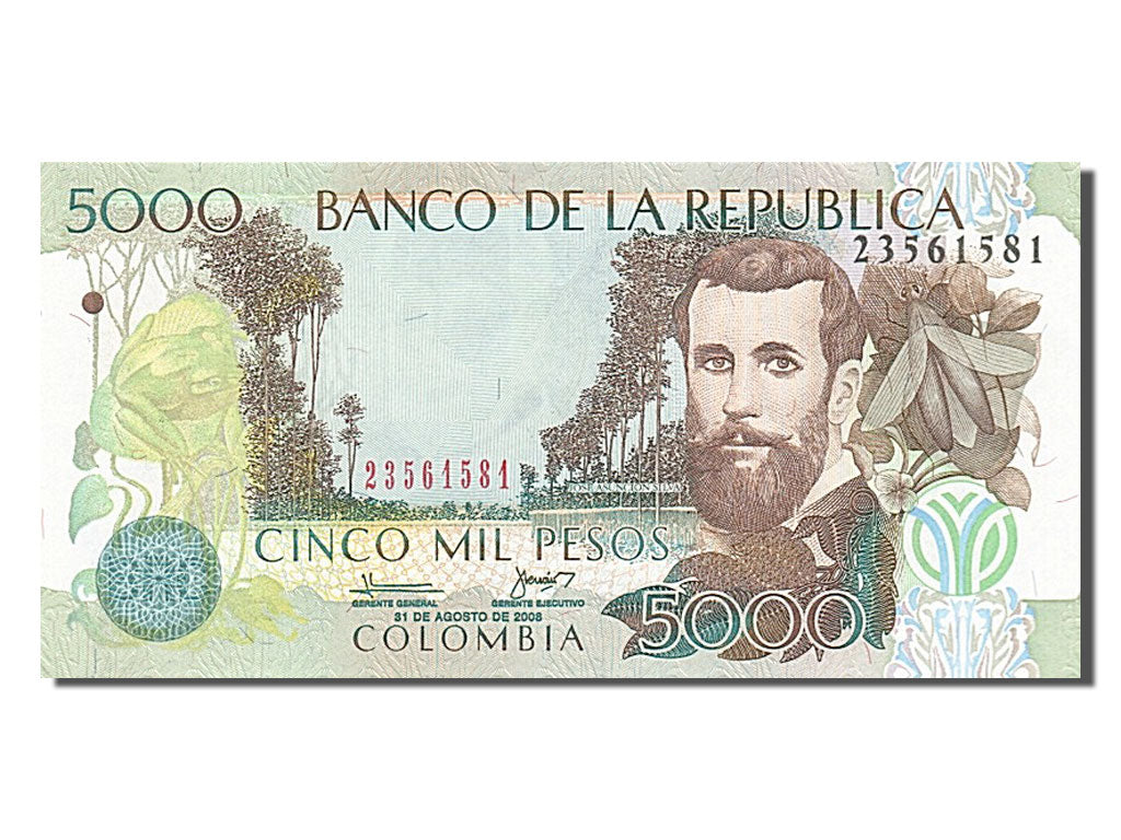 Colombia, 5000 Pesos, 2008, KM #452j, 2008-08-31, UNC(65-70), 23561581