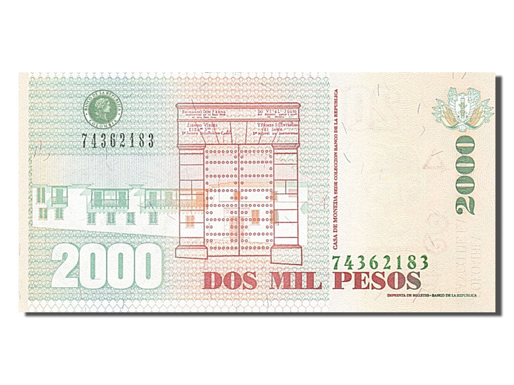 Colombia, 2000 Pesos, 2007, KM #457g, 2007-08-17, UNC(65-70), 74362183