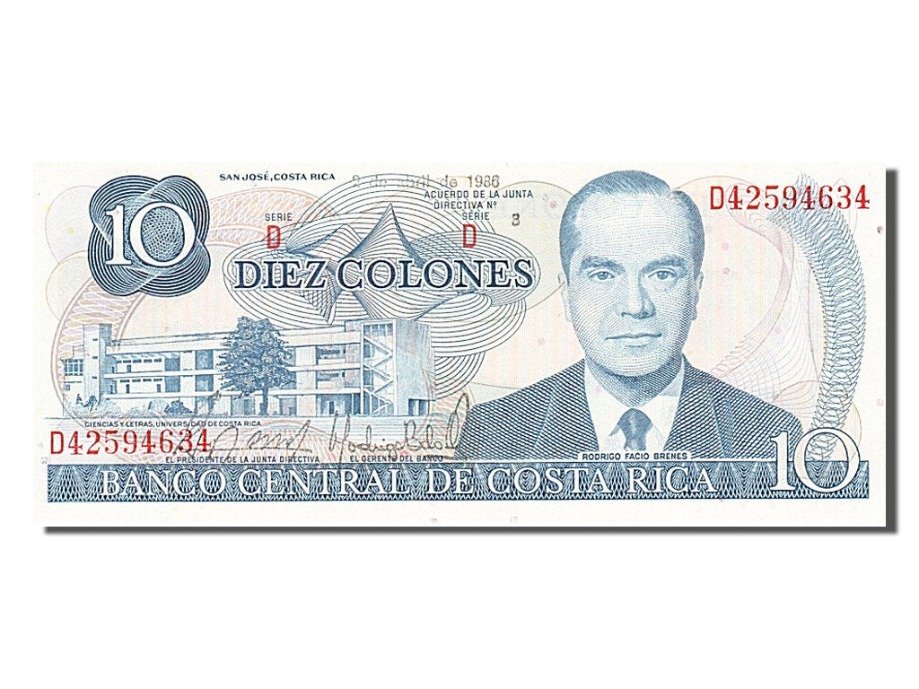 Costa Rica, 10 Colones, 1986, 1986-04-02, FDS