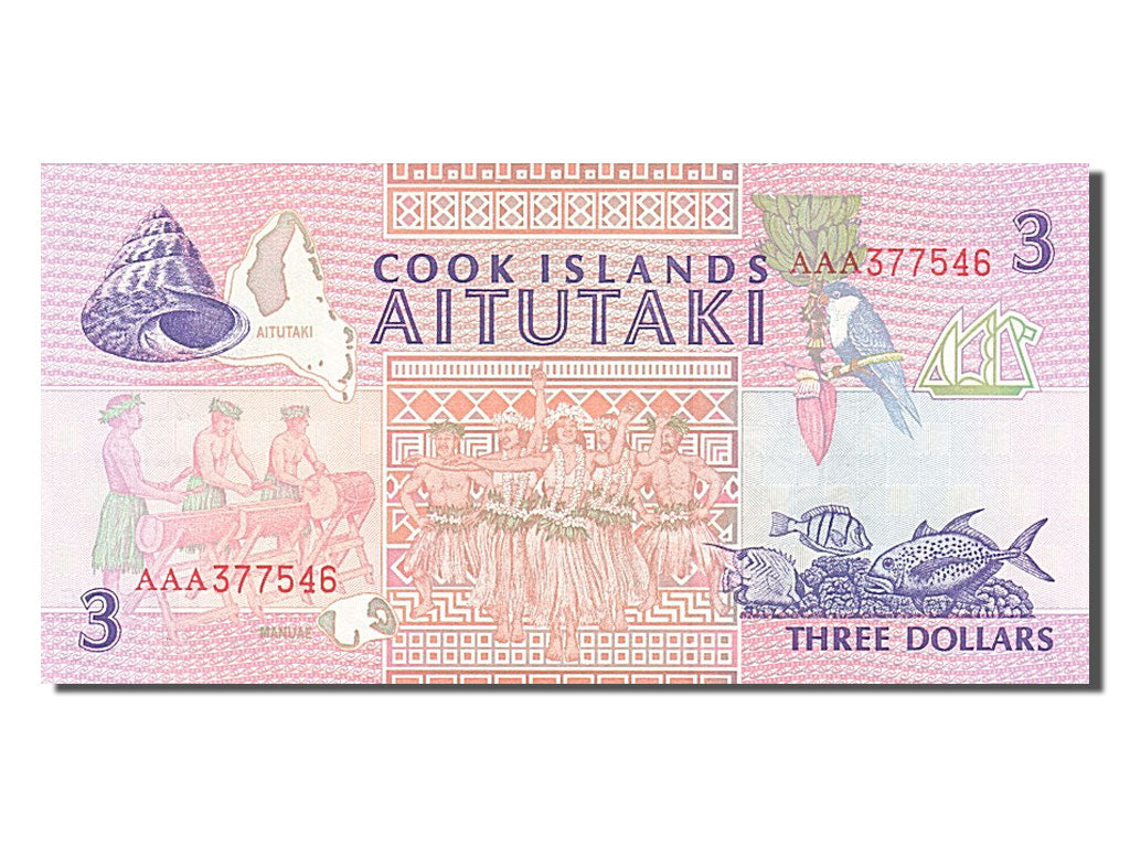 Cook Islands, 3 Dollars, 1992, KM #7a, UNC(65-70), AAA377546
