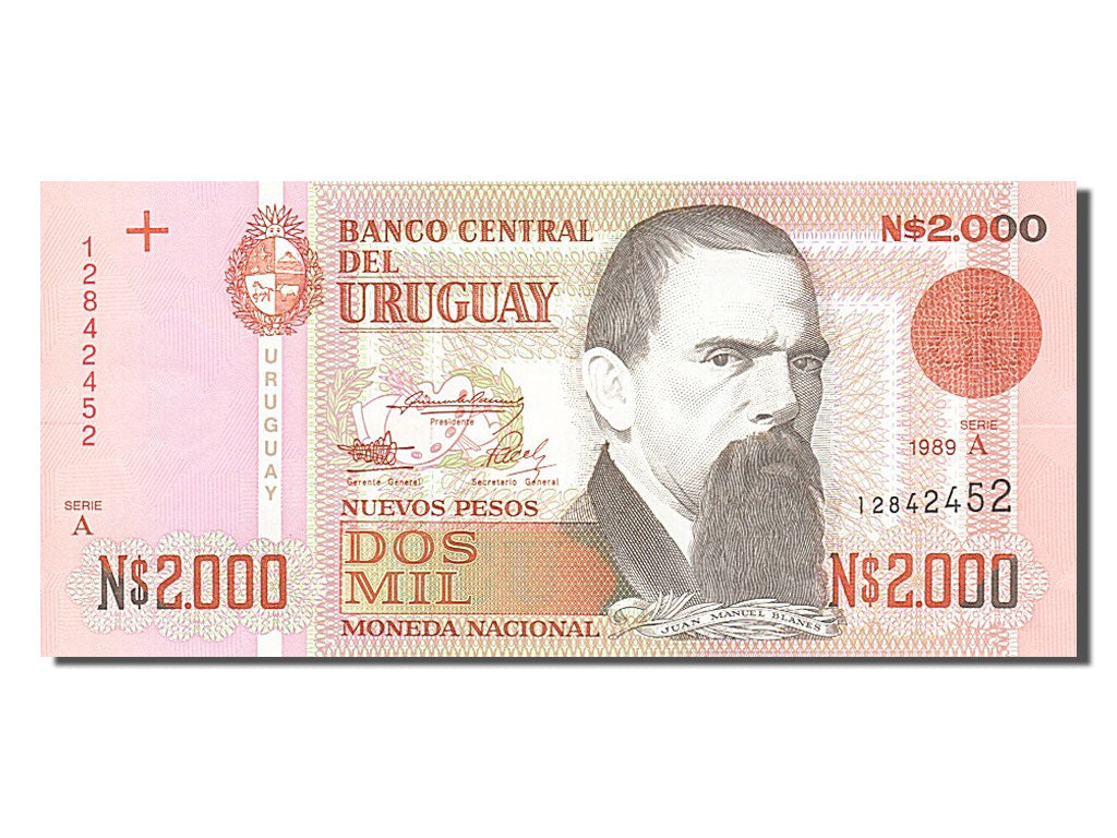 Banknote, Uruguay, 2000 Nuevos Pesos, 1989, UNC(65-70)