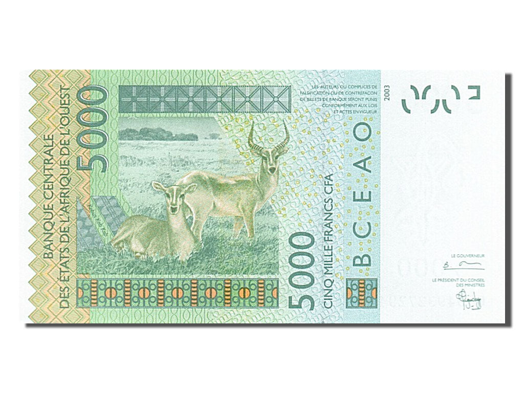 Banknote, West African States, 5000 Francs, 2003, UNC(65-70)