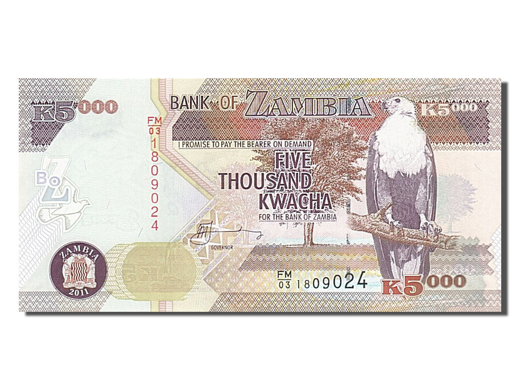 Banconote, Zambia, 5000 Kwacha, 2011, FDS
