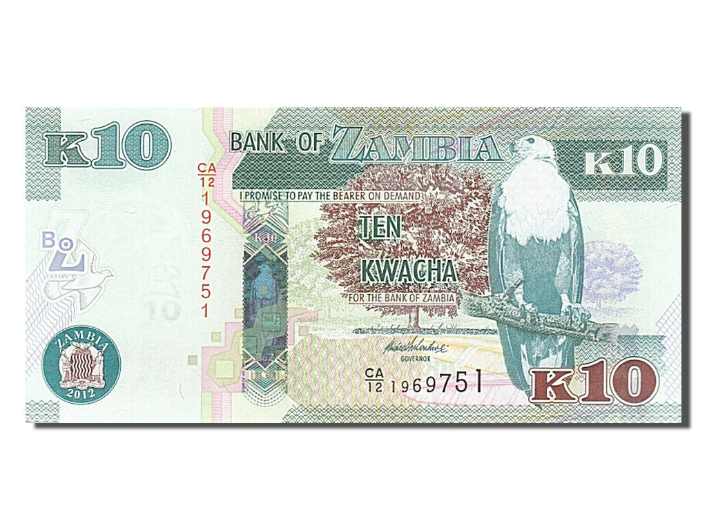 Banknot, Zambia, 10 Kwacha, 2012, UNC(65-70)