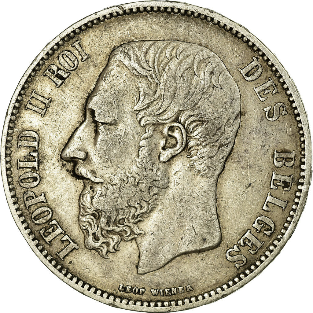 Coin, Belgium, Leopold II, 5 Francs, 5 Frank, 1866, EF(40-45), Silver, KM:24