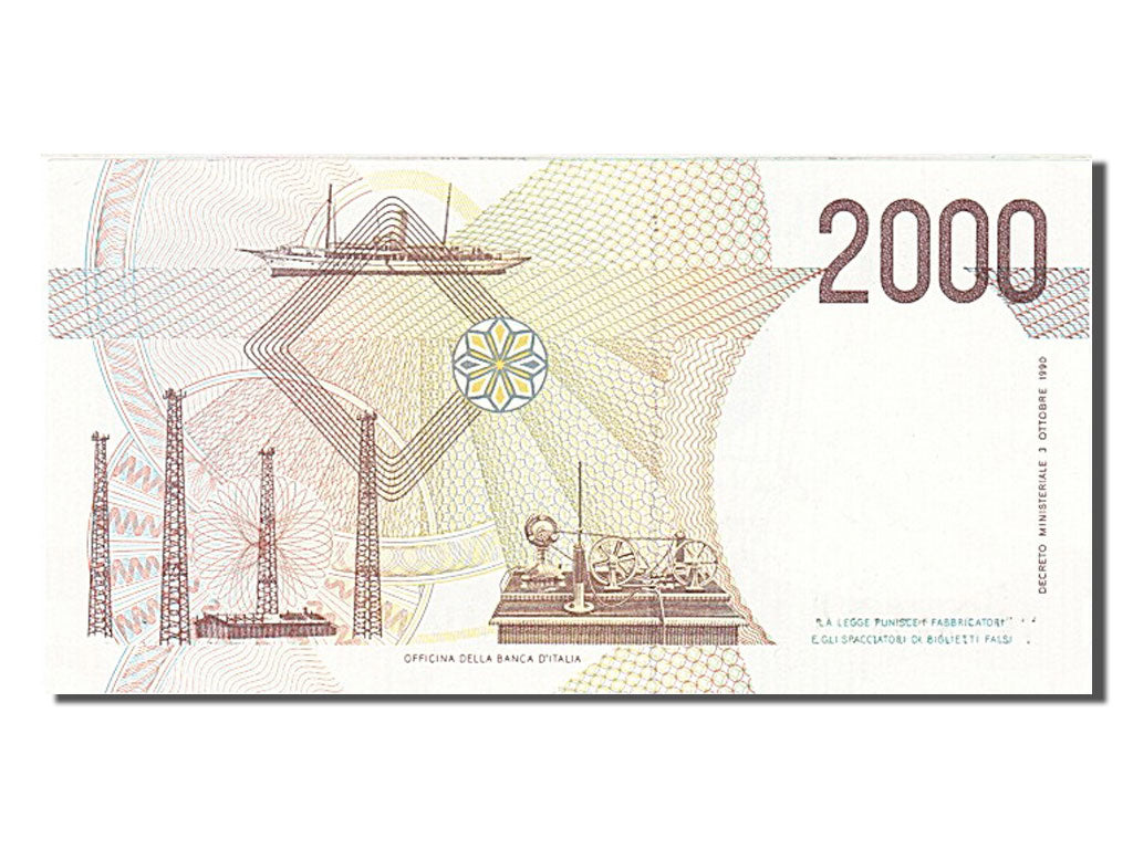 Banknote, Italy, 2000 Lire, 1990, 1990-10-03, UNC(65-70)