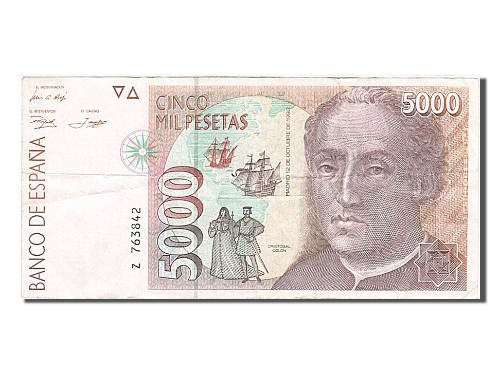 Spain, 5000 Pesetas, 1992, KM #165, 1992-10-12, EF(40-45), Z 763842