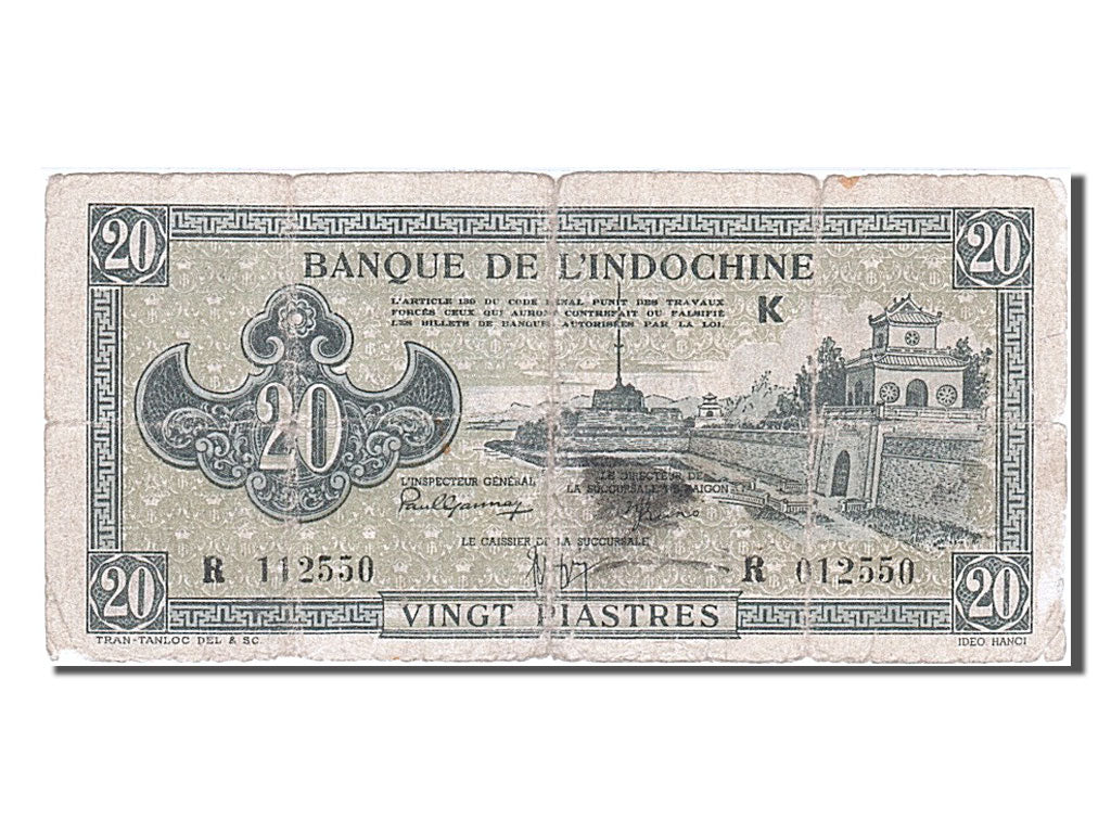 Indochina, 20 Piastres, 1942, VF(20-25), R 112550
