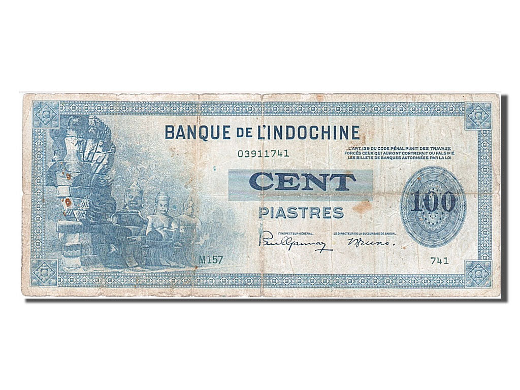 French Indo-China, 100 Piastres, 1945, KM #78a, VF(30-35), M157