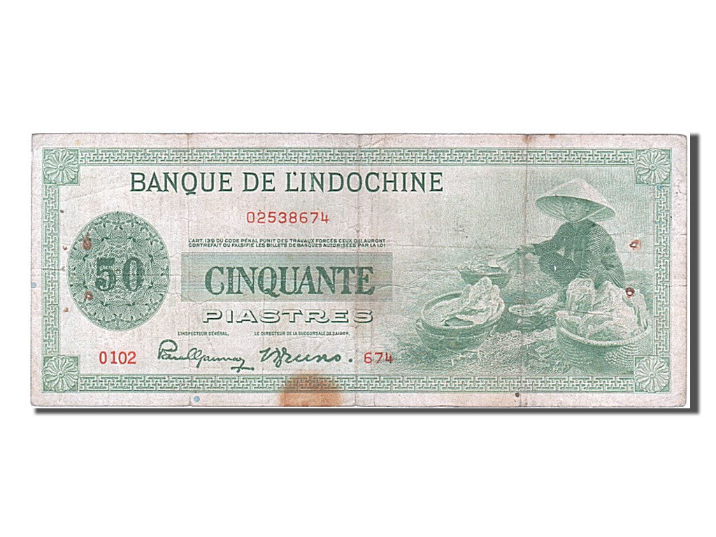 Indochina, 50 Piastres, 1945, VF(20-25), 02538674