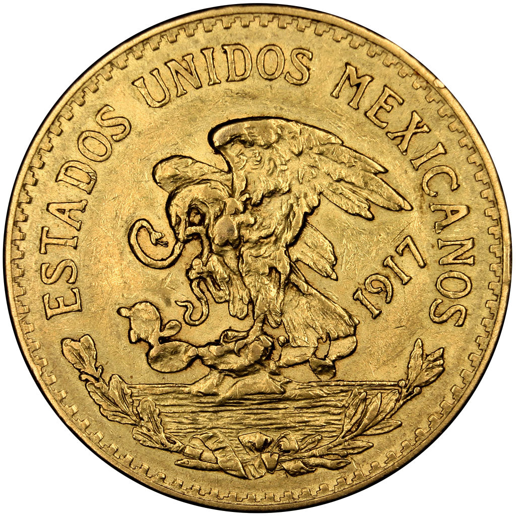 MEXICO, 20 Pesos, 1917, Mexico City, KM #478, AU(50-53), Gold, 27.5, 16.60