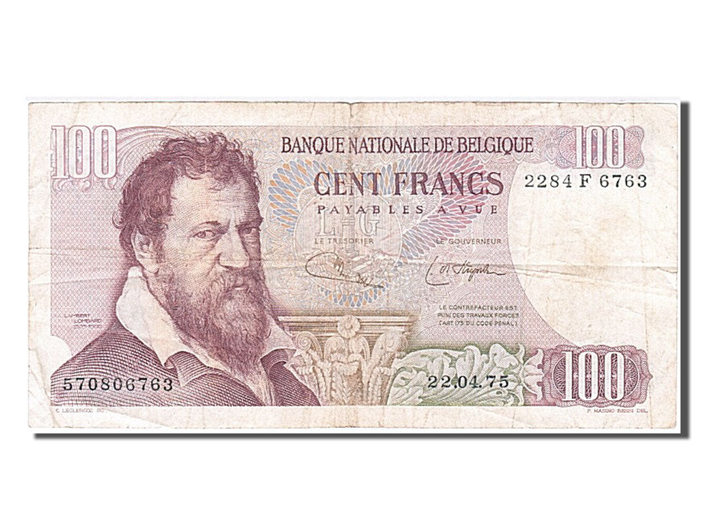 Belgium, 100 Francs, 1975, KM #134b, 1975-04-22, VF(20-25), 2284F6763