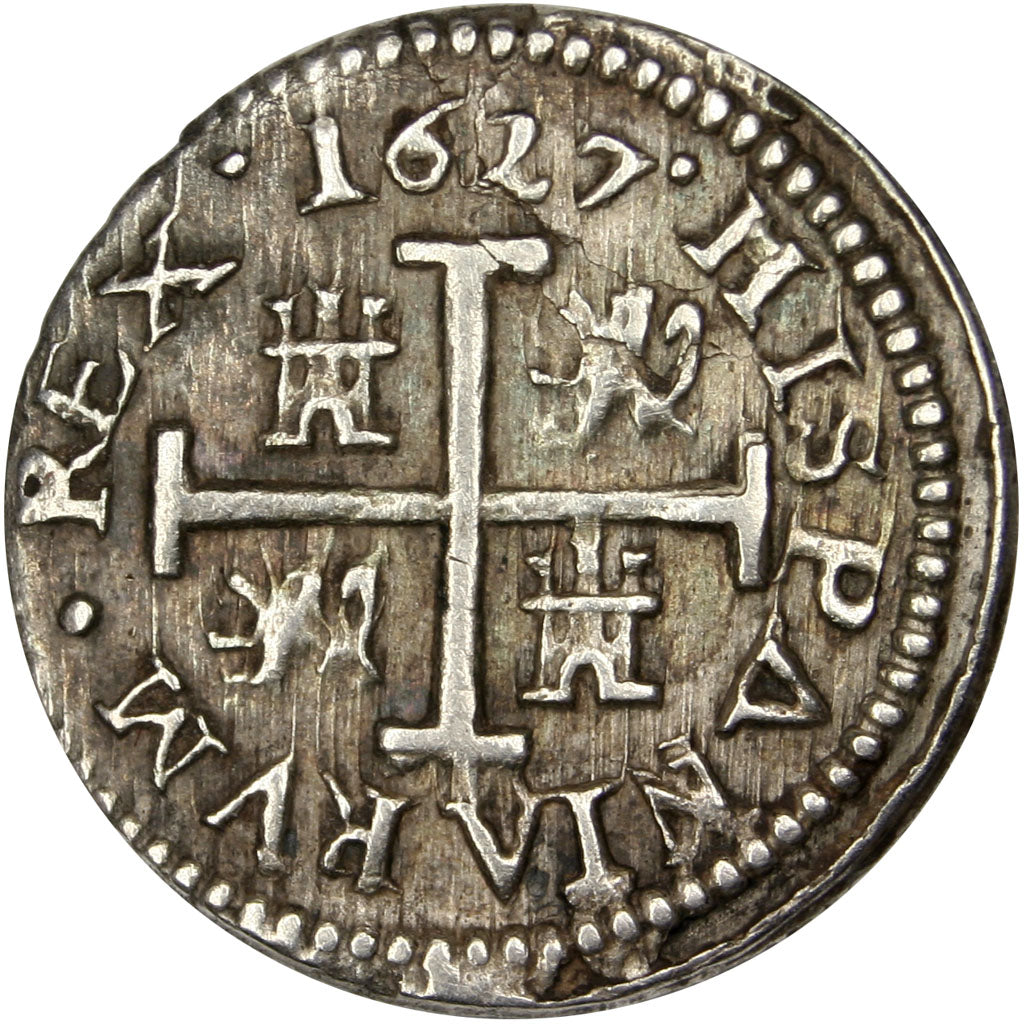 SPAIN, 1/2 Real, 1/2 Croat, 1627, Segovia, KM #88, AU(55-58), Silver, 1.54