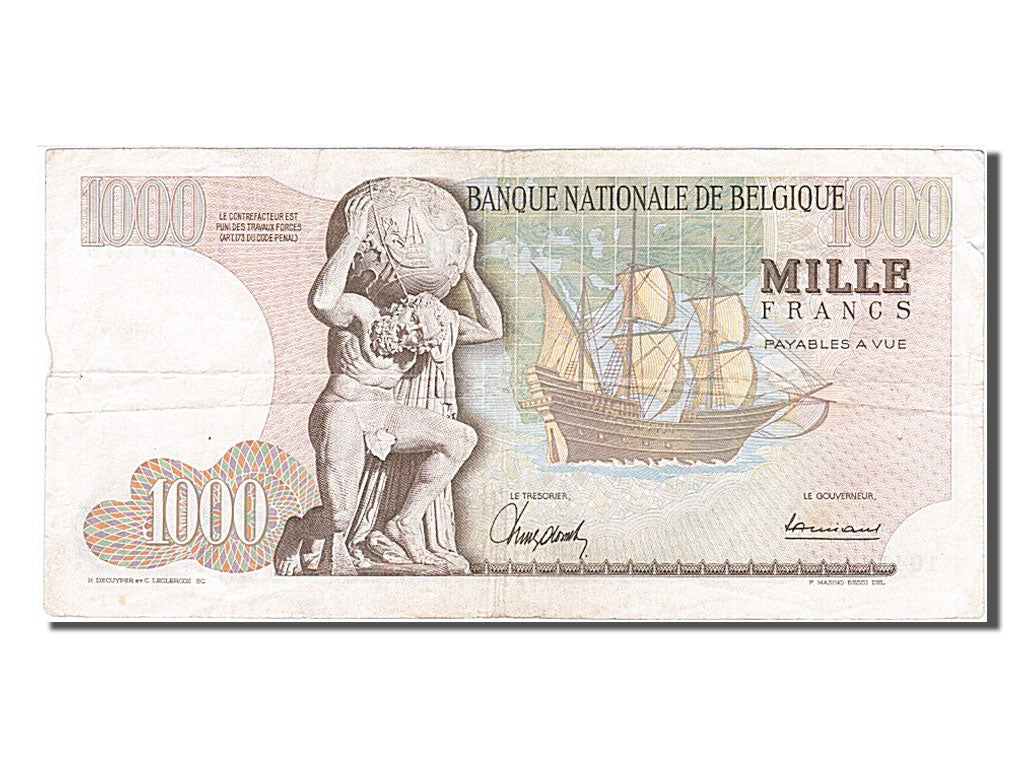 Belgium, 1000 Francs, 1964, KM #136a, 1964-10-26, VF(30-35), 4167D979