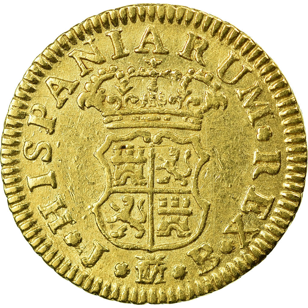 Munten, Spanje, Ferdinand VI, 1/2 Escudo, 1756, Madrid, ZF+, Goud, KM:378