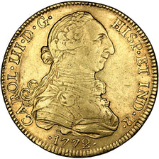 MEXICO, 8 Escudos, 1772, Mexico City, KM #156.1, EF(40-45), Gold, 26.90