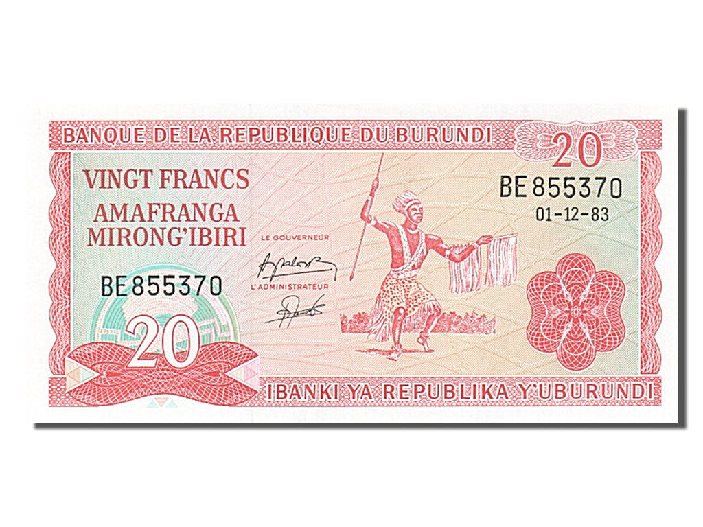 Burundi, 20 Francs, 1983, KM #27b, 1983-12-01, UNC(65-70), BE855370