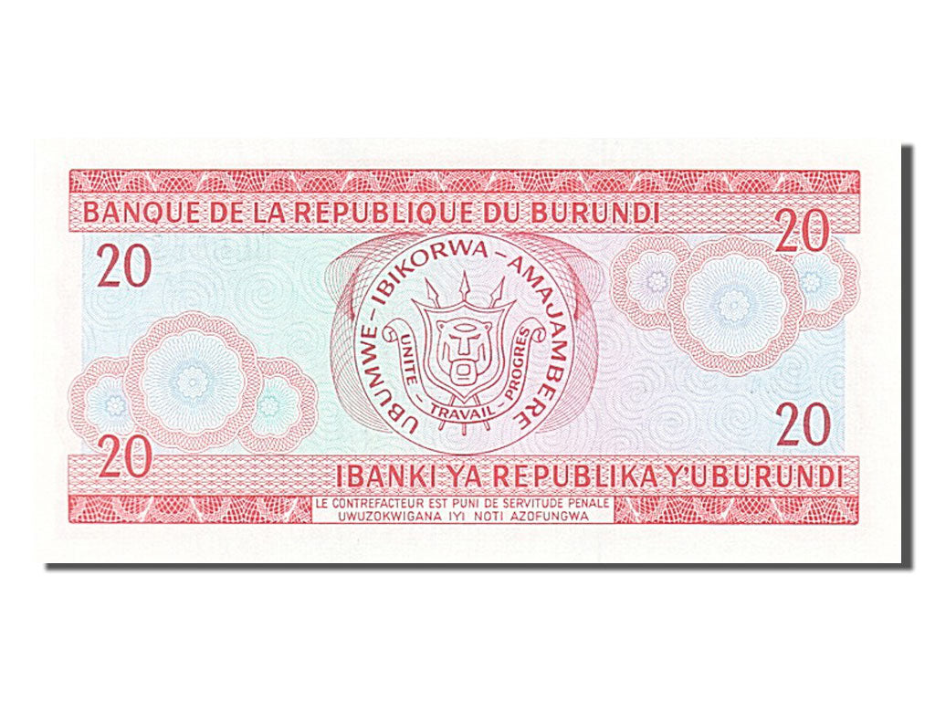Burundi, 20 Francs, 1983, KM #27b, 1983-12-01, UNC(65-70), BE855370