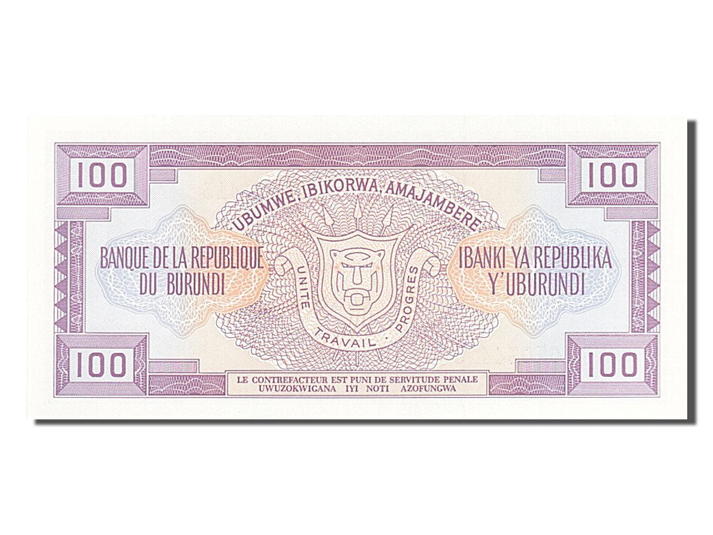 Burundi, 100 Francs, 1986, KM #29b, 1986-11-01, UNC(65-70), CF034413