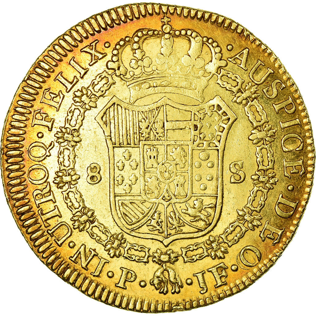 Coin, Colombia, Charles IV, 8 Escudos, 1807, Popayan, AU(50-53), Gold, KM:62.2