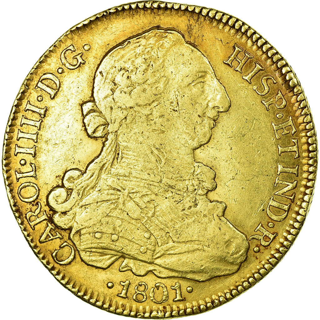 Coin, Chile, Carlos IV, Onza, 8 Escudos, 1801, Santiago, EF(40-45), Gold, KM:54