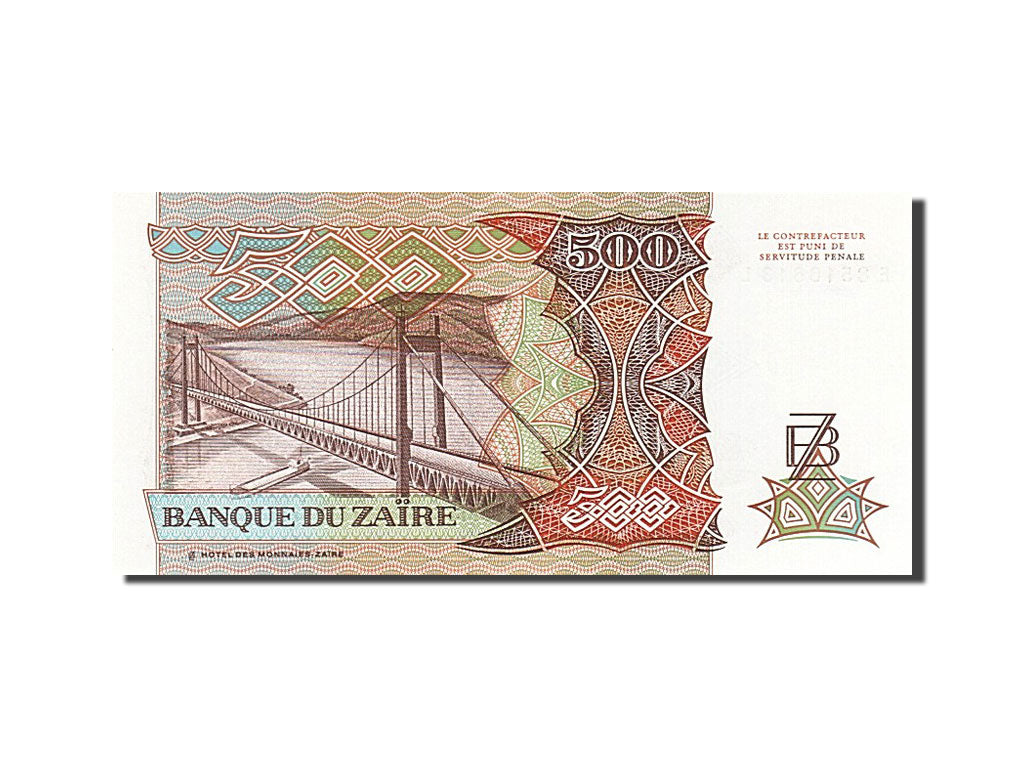 Banknote, Zaire, 500 Zaïres, 1989, 1989-06-24, UNC(65-70)