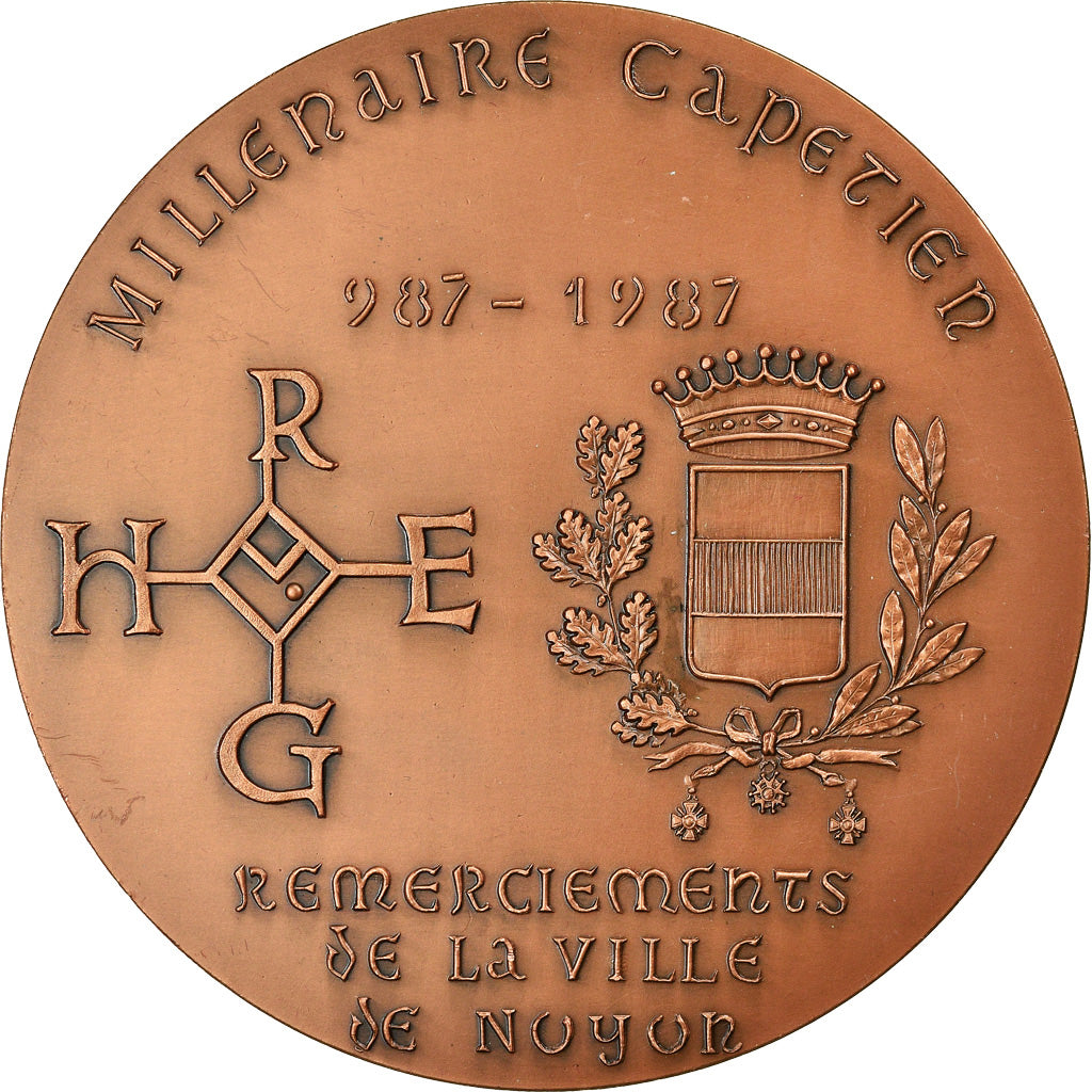 Frankreich, Medaille, Millénaire Capétien, Ville de Noyon, 1987, VZ, Kupfer