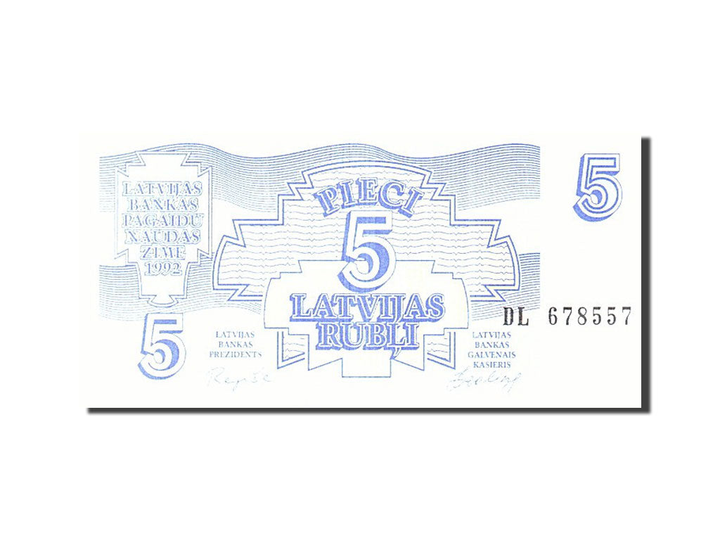 Latvia, 5 Rubli, 1992, KM #37, UNC(65-70), DL 678557
