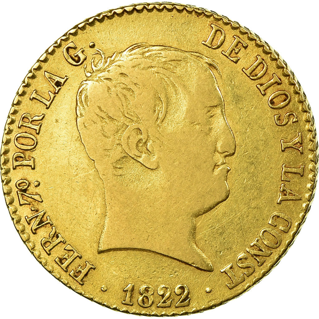 Monnaie, Espagne, Ferdinand VII, 80 Reales, 1822, Madrid, TB+, Or, KM:564.2