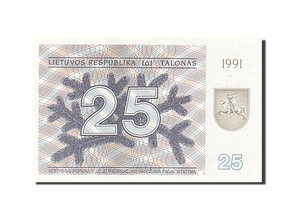 Lithuania, 25 (Talonas), 1991, KM #36b, UNC(65-70), AL 507404