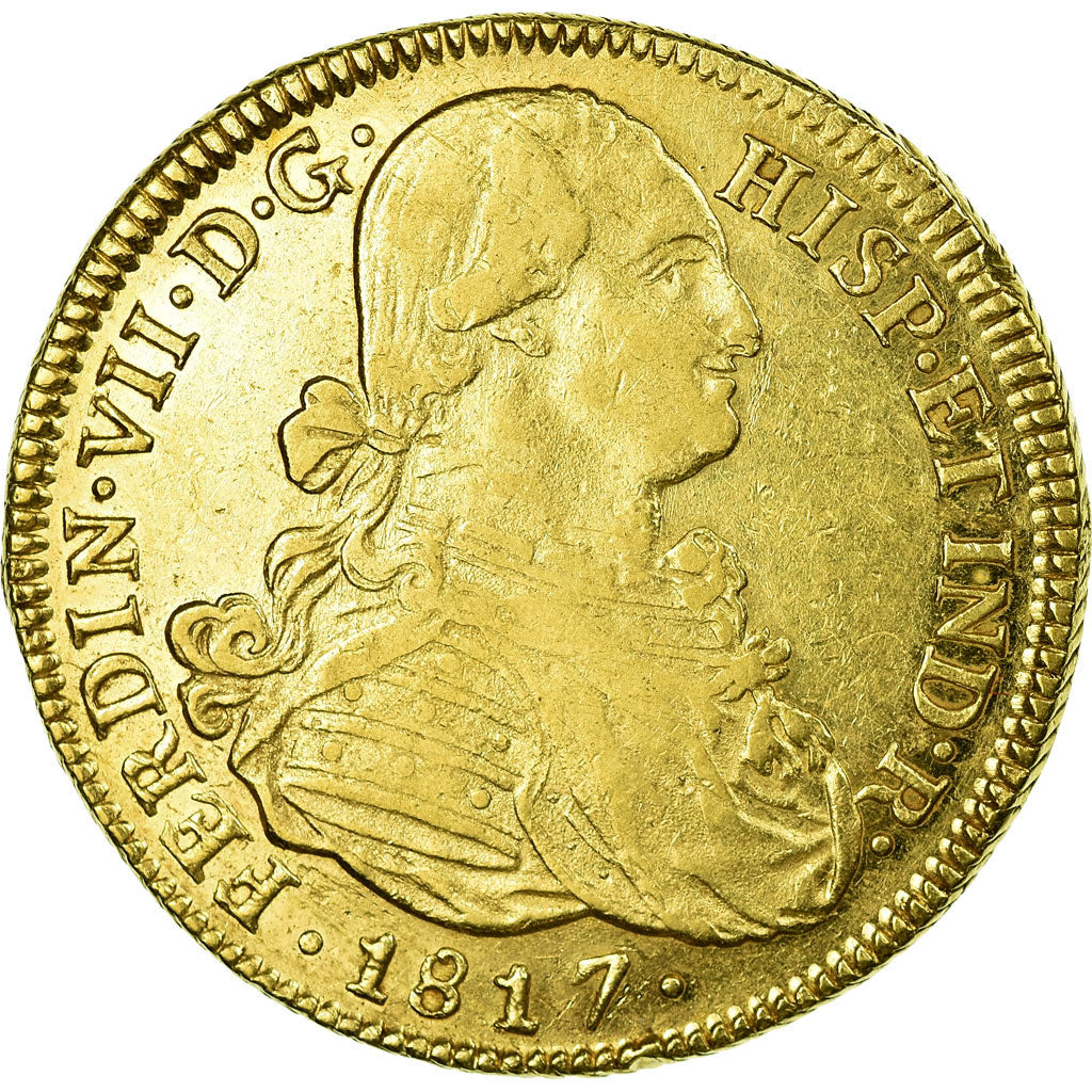 Moneda, Chile, Onza, 8 Escudos, 1817, Santiago, MBC, Oro, KM:78