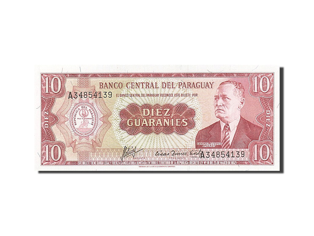 Banknote, Paraguay, 10 Guaranies, 1952, UNC(65-70)