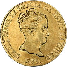 Coin, Spain, Isabel II, 80 Reales, 1839, Barcelone, EF(40-45), Gold, KM:578.1