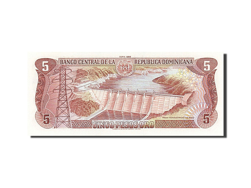 Billet, Dominican Republic, 5 Pesos Oro, 1988, NEUF